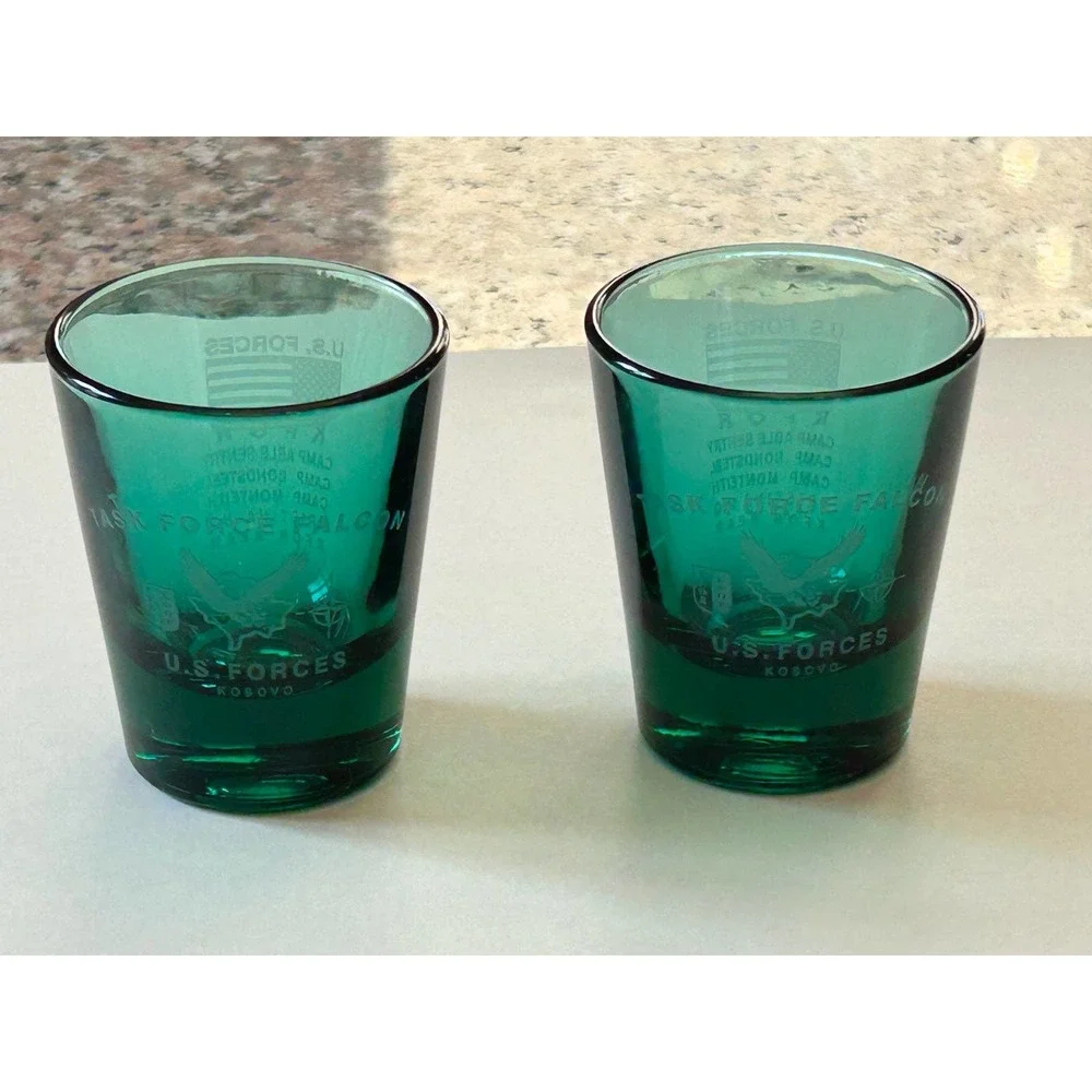 Set Of Two U.S.‎ Forces~Task Force Falcon Shot Glasses